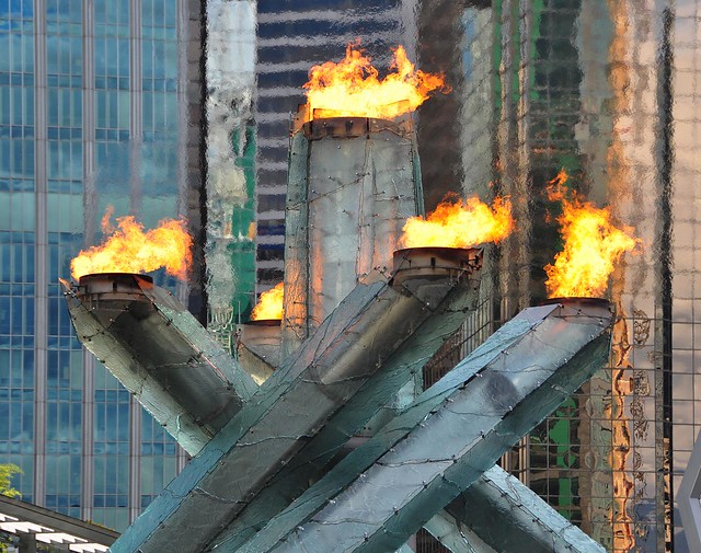the Olympic Cauldron, relit this weekend, Vancouver