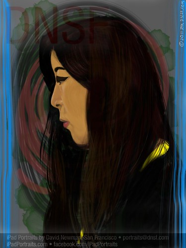 iPad Portrait of YJ Lee, Artist, Electronic Arts, at SuperHappyDevHouse at Google Tonight by DNSF David Newman