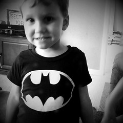 Ollie in batman shirt