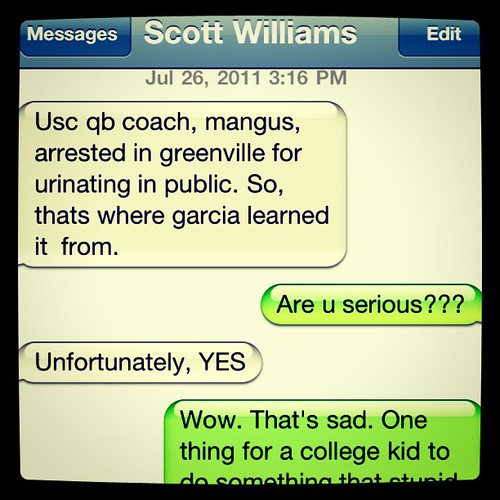 Tuesday: text from Scott about USC QB coach