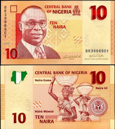10 Naira Nigéria 2006, Pick 33a