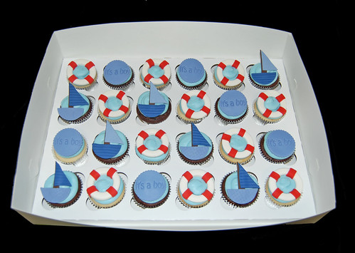 nautical themed baby shower cupcakes