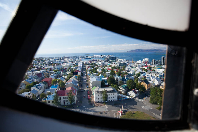 View of Reykjavik Through the Hallgrimskirkja Clock Face
