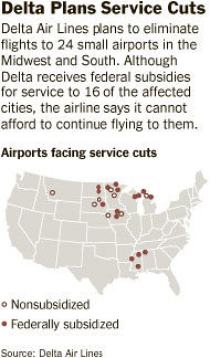 Delta Air Lines plans service cuts to small airports