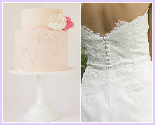 delicate lace wedding gown LeaAnn Belter Stella Lace wedding cake