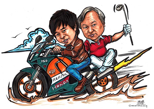 Father & Son caricatures on Honda SP NSR 150