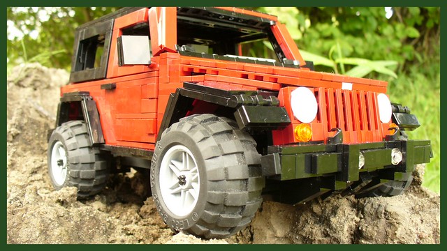 red dark model lego jeep top hard large tires lugnuts wrangler rubicon moc offroader 2door sangerati