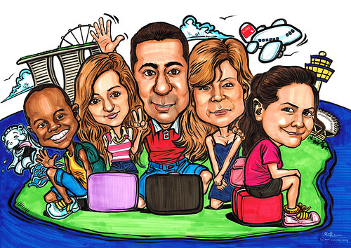 family farewell caricatures for P&G