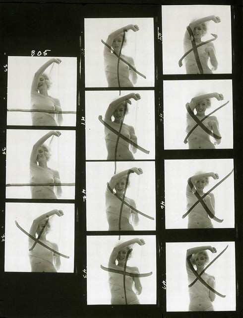 Marilyn_Monroe_s_last_photoshoot_1962_with_Bert_Stern_contact_sheet_marked_by_Marilyn_herself.