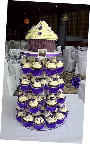 Purple rose themed wedding cupcakes Belgian chocolate cupcakes and giant