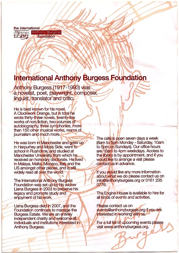 Leaflet International Anthony Burgess Foundation.