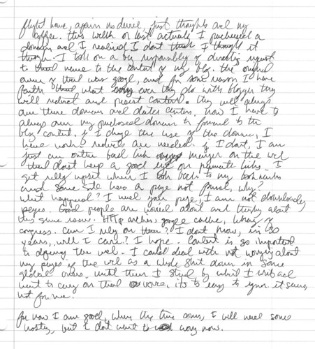 hand written flight home blog posting