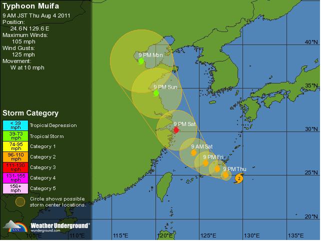 Super typhoon Muifa on its way to Shanghai