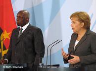 Angolan President Jose Eduardo Dos Santos with Angela Merkel of Germany during a recent visit to Berlin. The German Chancellor visited three African states in July 2011 to discuss energy issues. by Pan-African News Wire File Photos