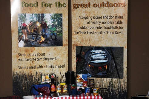 Favorite foods and recipes donated by Forest Service Feds under the theme  "Food for the Great Outdoors" to include a Forest Service camping cook book to canned goods to  S'mores and more ! 