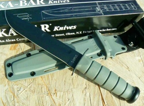KA-BAR Foliage Green Fighting Knife 11.75" Overall Fixed Blade w/Kraton