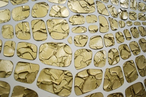Gold - Contemporary Fine Art Gold Textured Modern Palette Knife Metallic Impasto Painting by Susanna via ModernHouseArt
