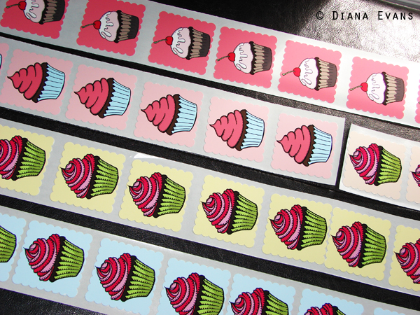 Handmade Hand Embellished Cupcake Stickers