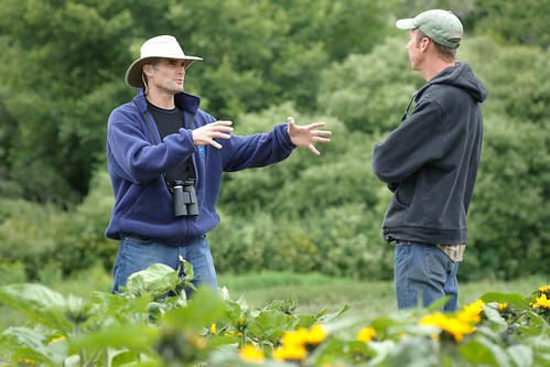 m Howard, Half Moon Bay District Conservationist, visits with Ryan Casey from Blue House Farms.