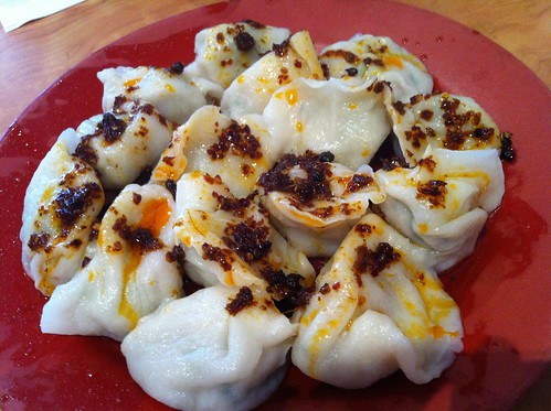 steamed pork dumplings with chilli oil