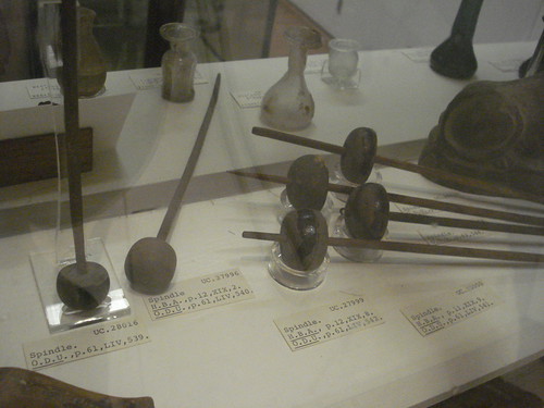 Petrie Museum historic wooden high whorl hand spindles