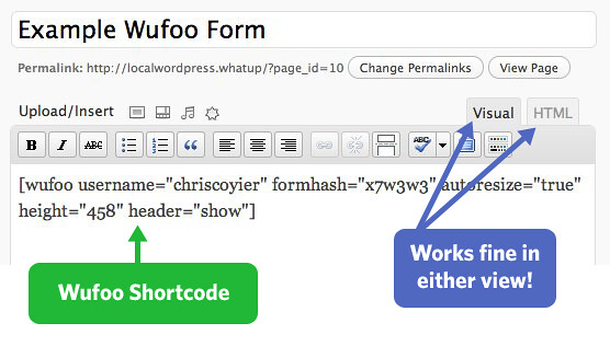 Wufoo Shortcode Example