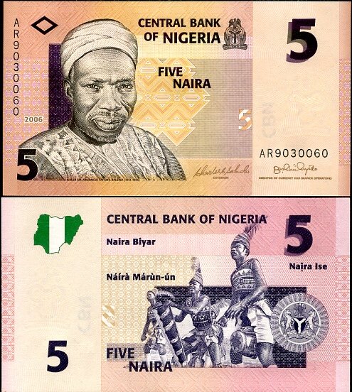 5 Naira Nigéria 2006-8, Pick 32