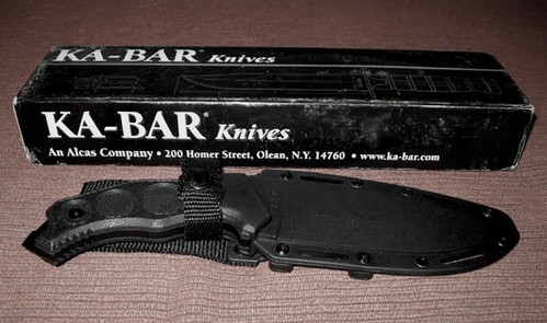 KA-BAR FIN Fixed 4-7/8" D2 Steel Combo Edge Tanto Blade with Sheath