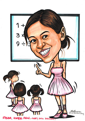 Teacher caricature who likes dancing