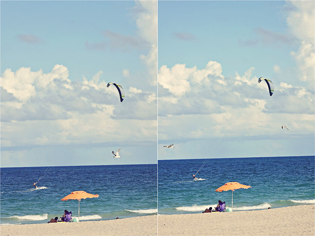 Fort Lauderdale beach kitesurfer diptych