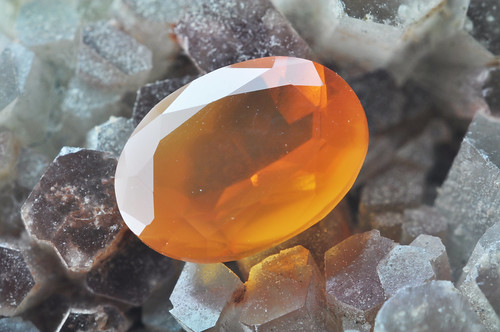 Aragonite on the Fire opal