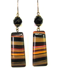Scrap Clay Striped Earrings with Faceted Black Onysx Beads