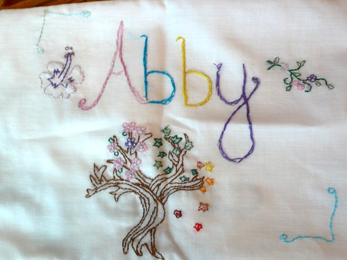 Rachel's embroidered pillow for a friend