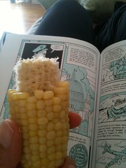 Saturday: reading and eating corn