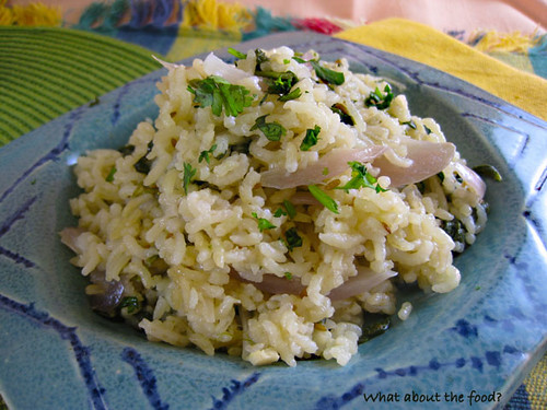 Buttery Basmati Rice with spinach and onions