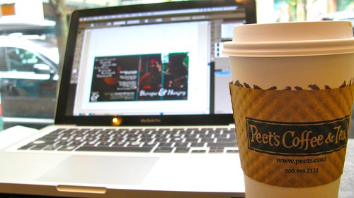 Sitting in Peet's Coffe and Tea in Portland, Oregon