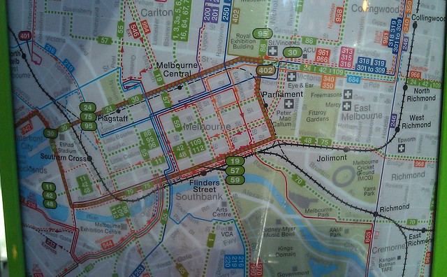 Multimodal map at a CBD tram stop