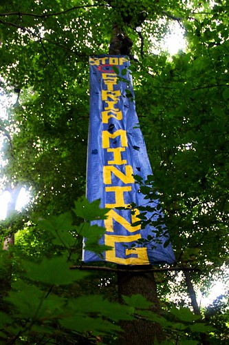 tree sit mountaintop removal mining banner on Coal River Mountain on Flickr