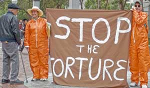 Demonstration in solidarity with the prisoners at Pelican Bay in California. The demonstration took place on July 9 to support inmates on a hunger strike. (Photo: Judy Greenspan) by Pan-African News Wire File Photos