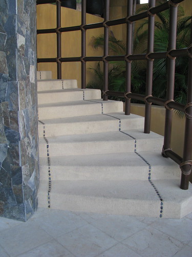 stairway with grey pebble detail