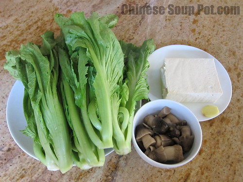 [photo-mustard greens gai choy tofu straw mushroom soup ingredients]