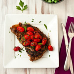 Ribeyes with Grilled Tomatoes