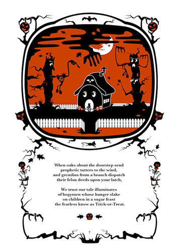The Pumpkin Dream: A Cautionary Tale By Mr. Bumble Bindlegrim (page 7 with new dingbats), an illustrated Halloween poemk by author and illustrator Robert Aaron Wiley