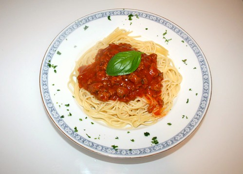 23 - Spaghetti mit Hackfleisch-Tomatensauce - Fertiges-Gericht