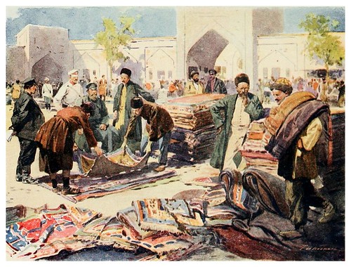 023-Una feria de alfombras en Astrakhan- Provincial Russia-1913- F. de Haenen