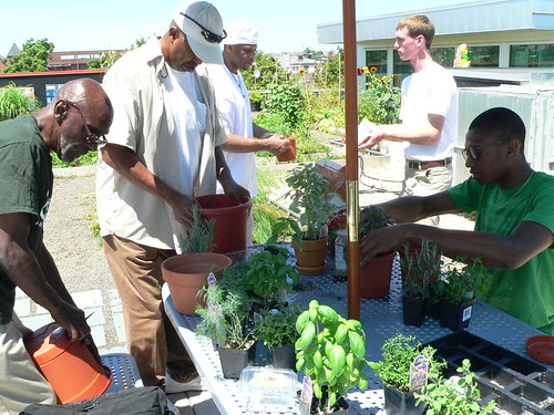 Brenden teaching a rooftop gardening class at Bread for the City