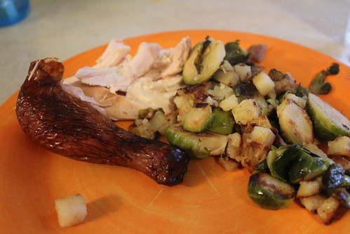 Chicken, potatoes and brussel sprouts