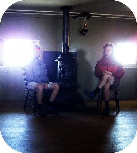 The boys sitting in the Tip Top House as mountaineers would have sat in the 1850's