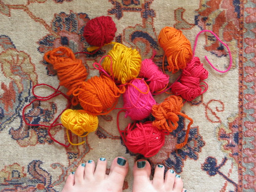 Odds and ends and mini balls of yarn