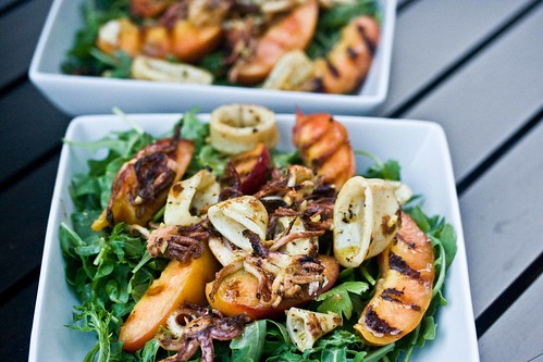 squid and nectarine salad